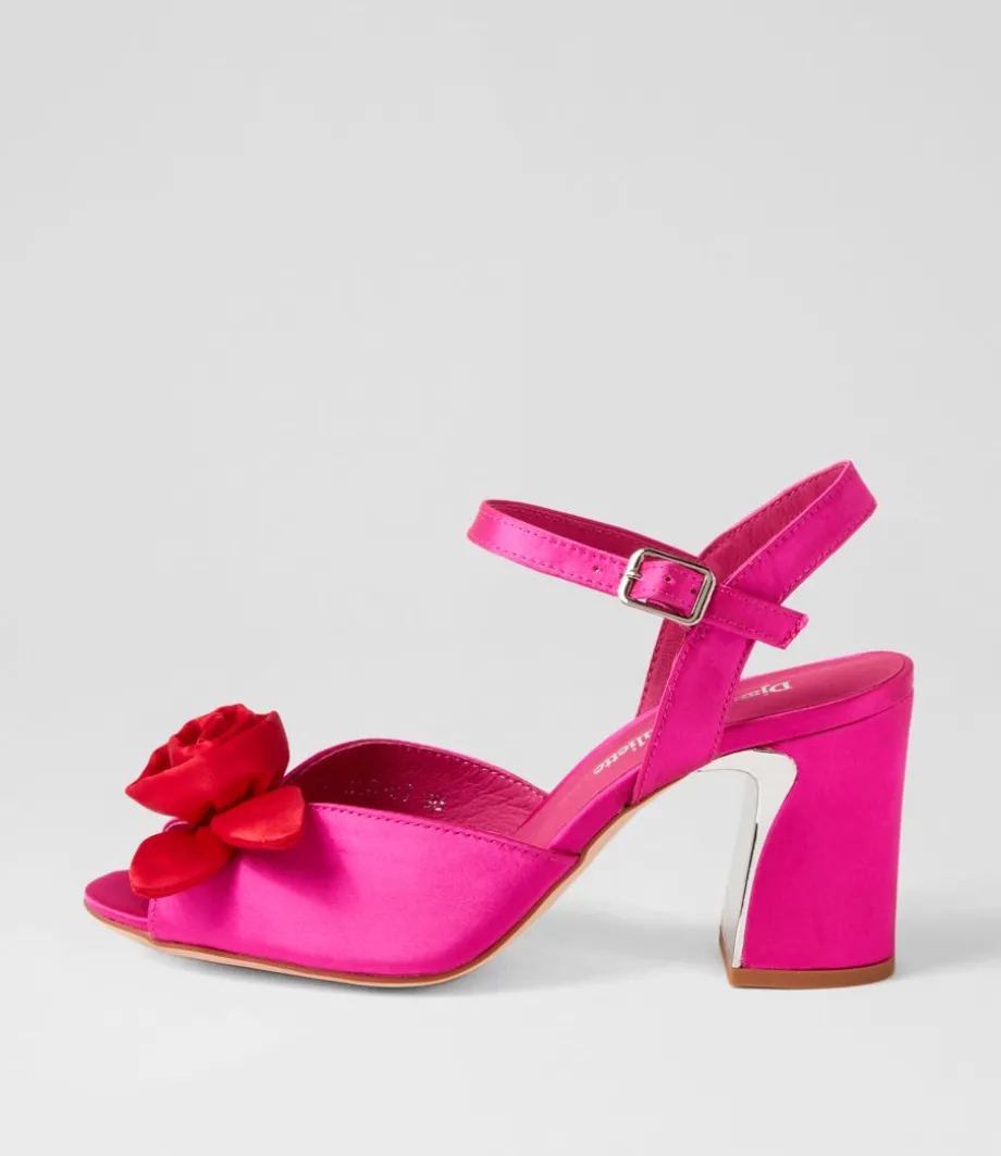 Kalice Hot Pink Red Satin Sandals<DJANGO & JULIETTE Sale