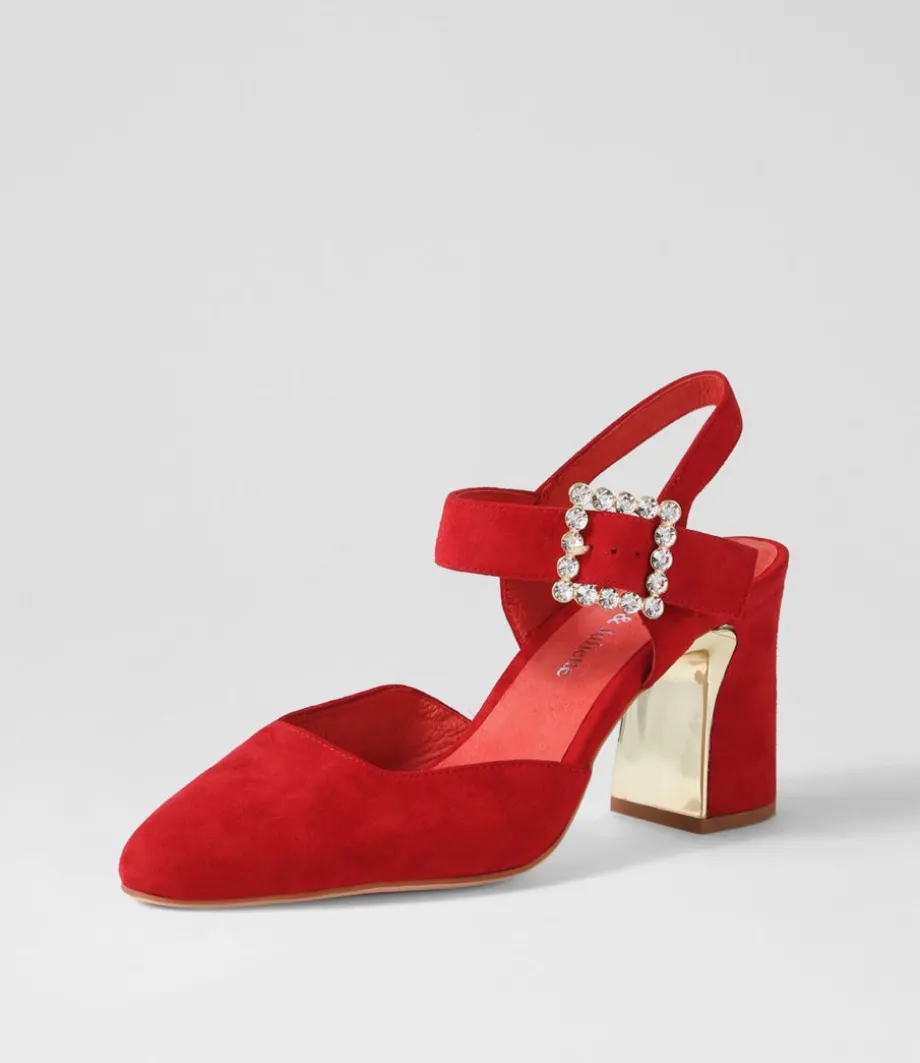 Kalsey Red Suede Heels<DJANGO & JULIETTE Flash Sale