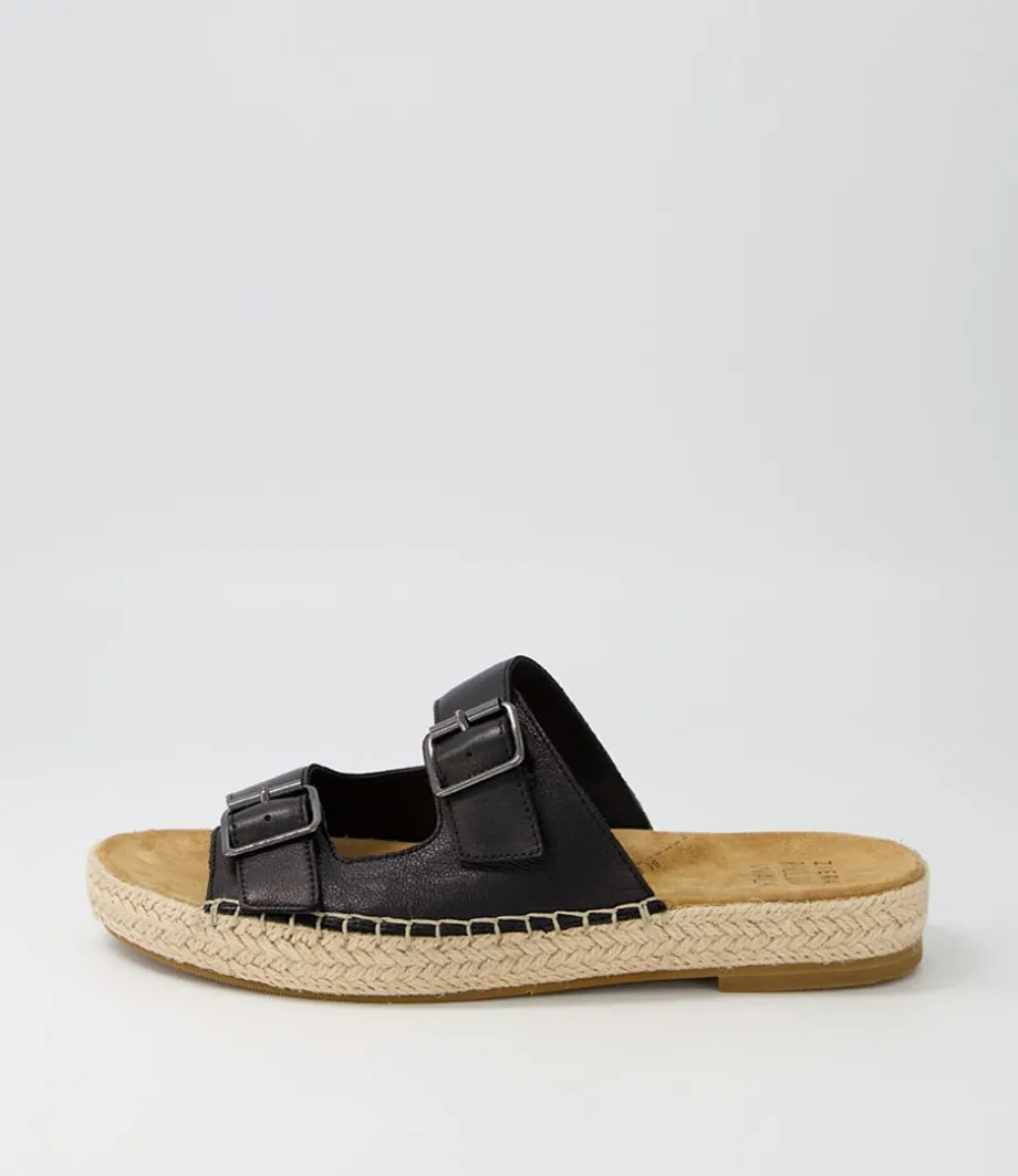 Kapila W Black Leather Espadrilles<ZIERA Cheap
