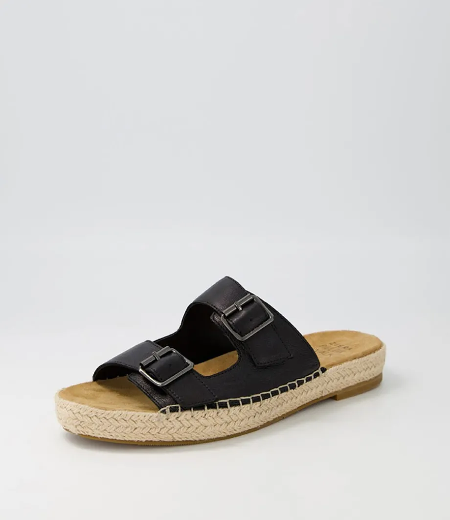 Kapila W Black Leather Espadrilles<ZIERA Cheap