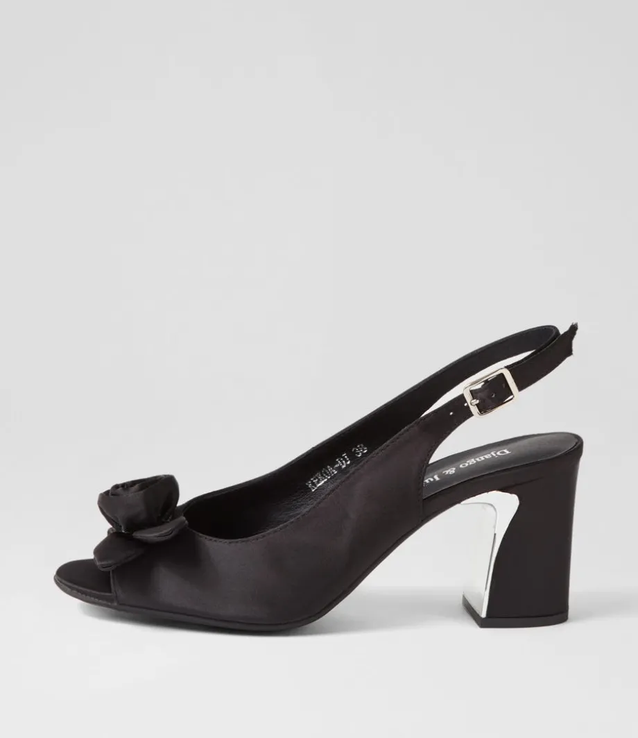 Kekoa Black Satin Sandals<DJANGO & JULIETTE Cheap