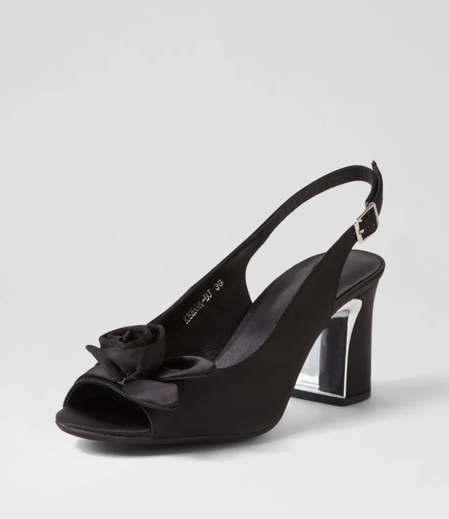 Kekoa Black Satin Sandals<DJANGO & JULIETTE Cheap