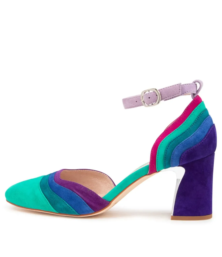 Kimo Purple Multi Leather Heeled Shoes<DJANGO & JULIETTE Best Sale