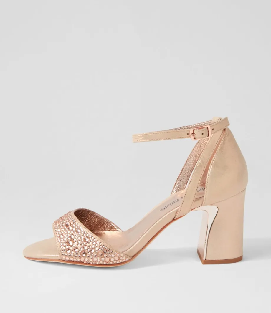 Kitta Rose Gold Shimmer Jewels Leather Sandals<DJANGO & JULIETTE Best Sale