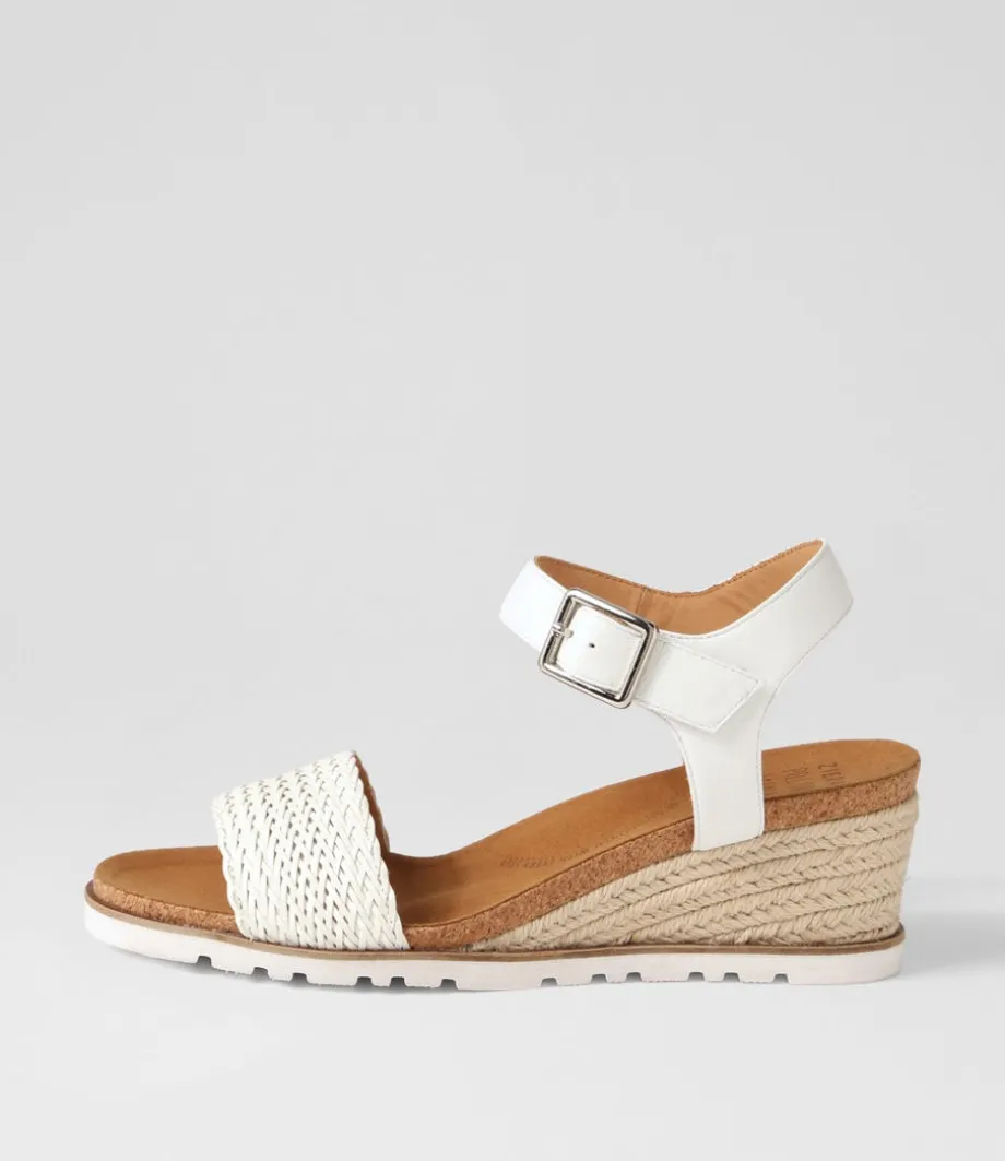 Konyise W White Weave Leather Sandals<ZIERA Cheap