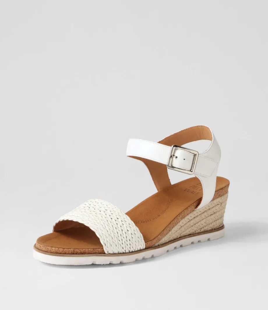 Konyise W White Weave Leather Sandals<ZIERA Cheap
