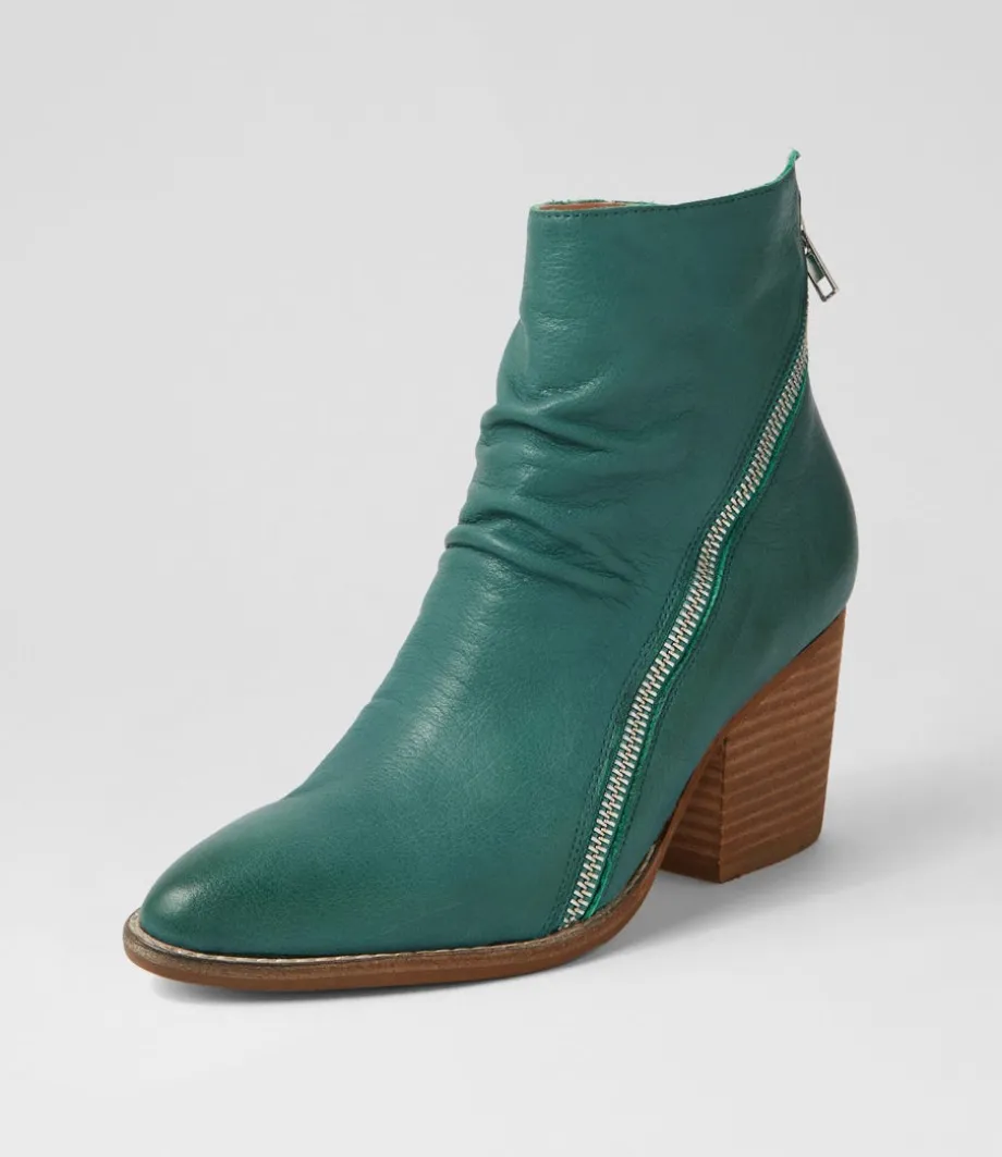 Kopke Dark Emerald Leather Ankle Boots<DJANGO & JULIETTE Sale