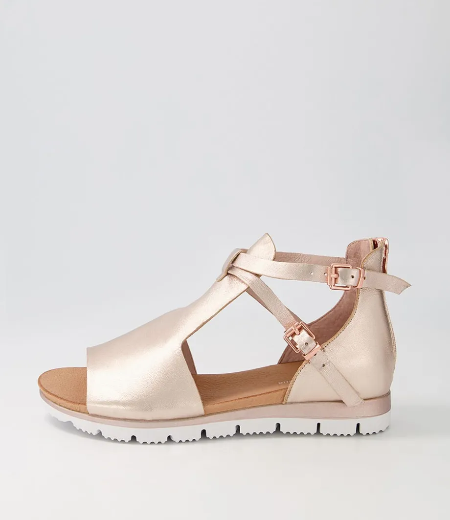 Lakrisha Pale Rose Gold Leather Sandals<DJANGO & JULIETTE Cheap