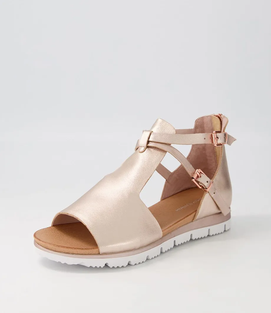 Lakrisha Pale Rose Gold Leather Sandals<DJANGO & JULIETTE Cheap