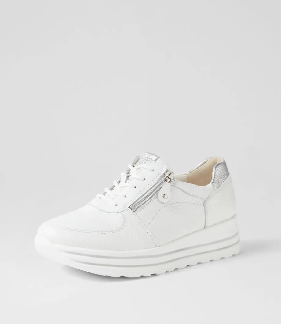 Lana Weiss Silber Leather Sneakers<WALDLAUFER New