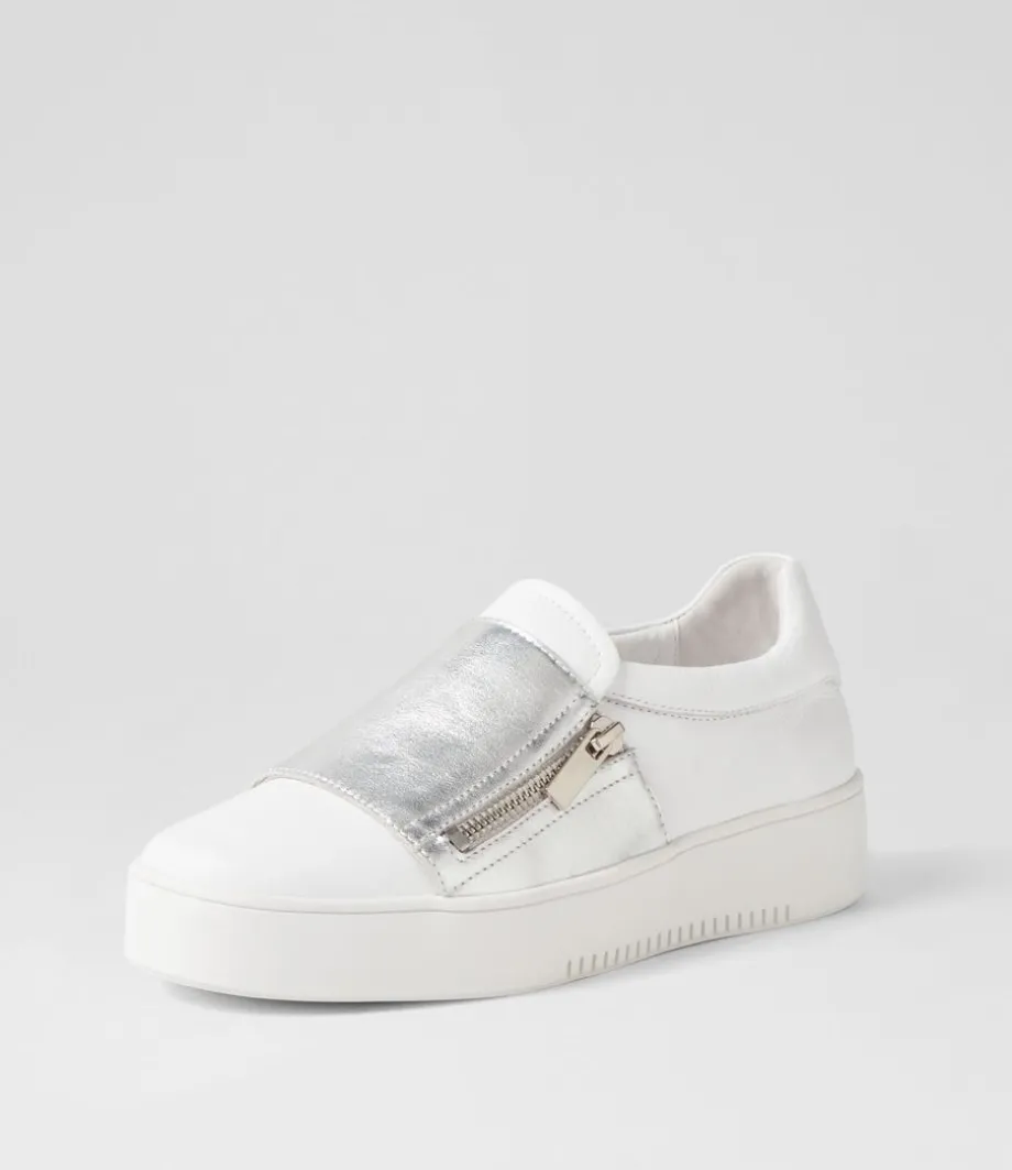 Laroon White Silver Leather Sneakers<DJANGO & JULIETTE New