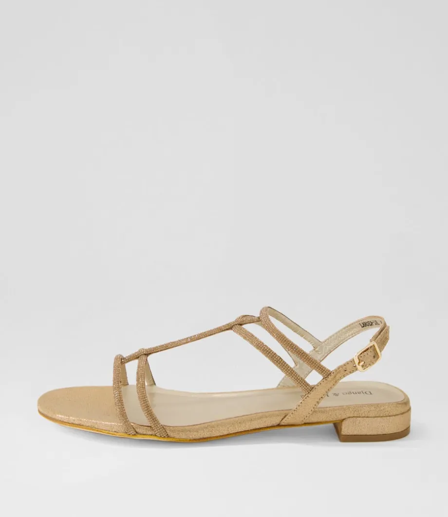 Laroza Lrg Champagne Fabric Jewels Sandals<DJANGO & JULIETTE New