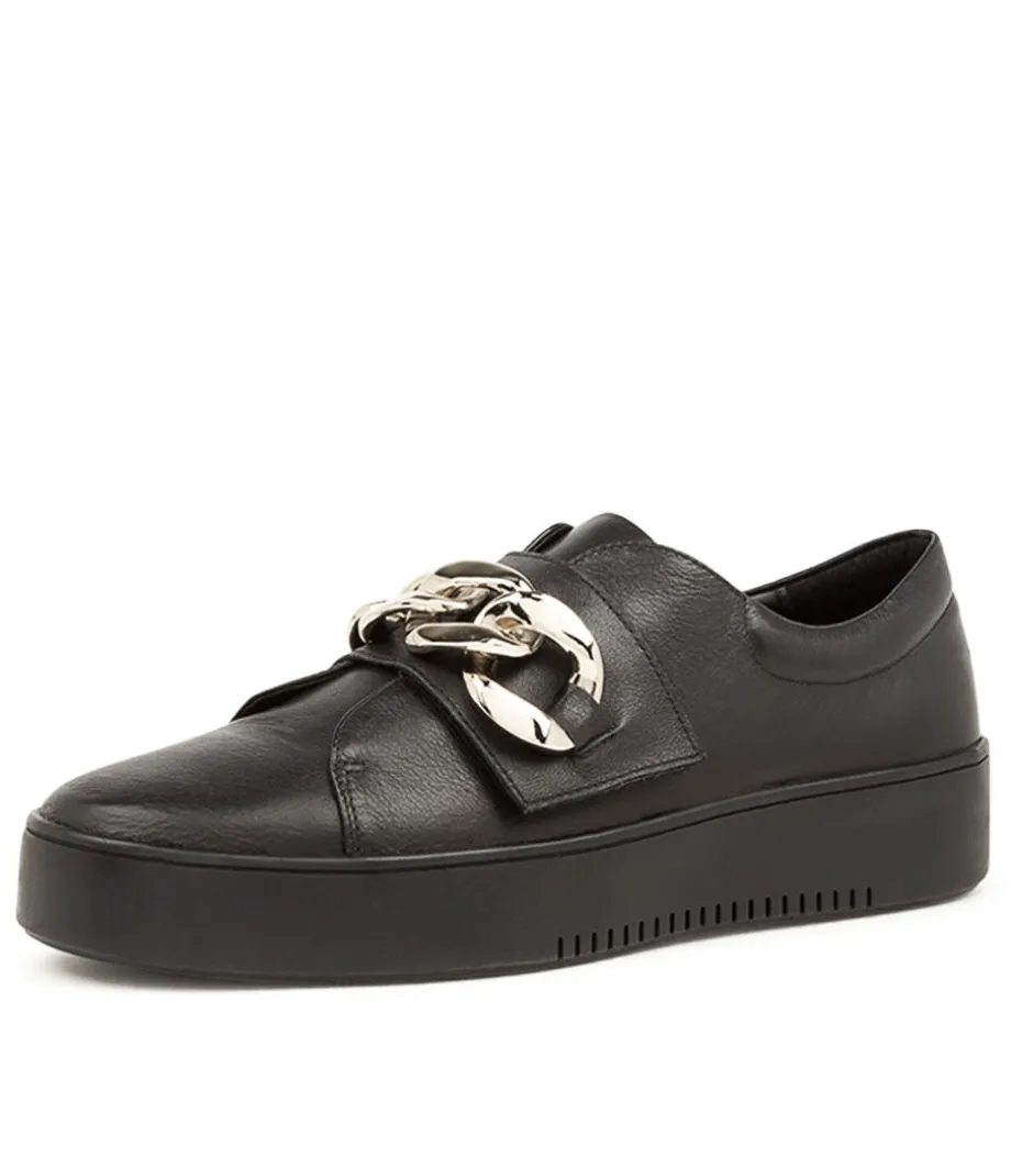 Layan Casual Black Leather Sneakers<DJANGO & JULIETTE Discount