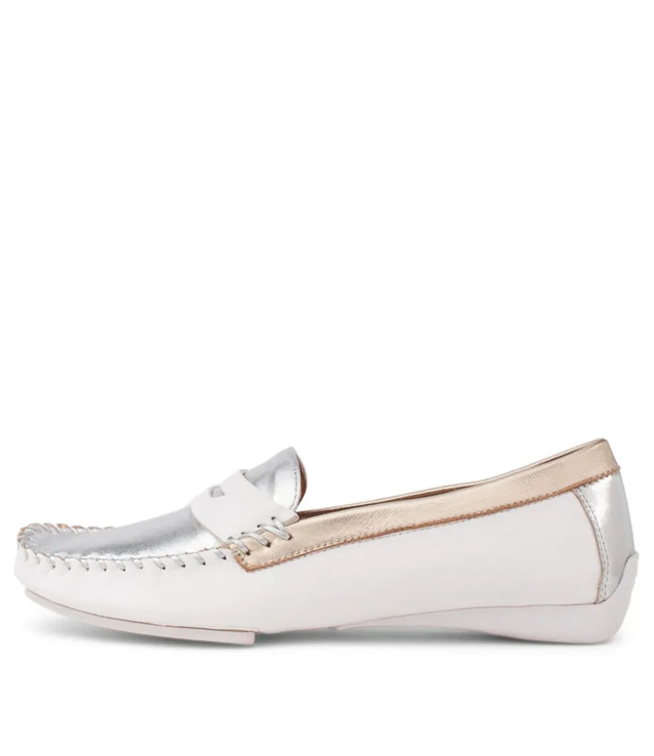 Leisa White Metallic Multi Loafers<DJANGO & JULIETTE Fashion