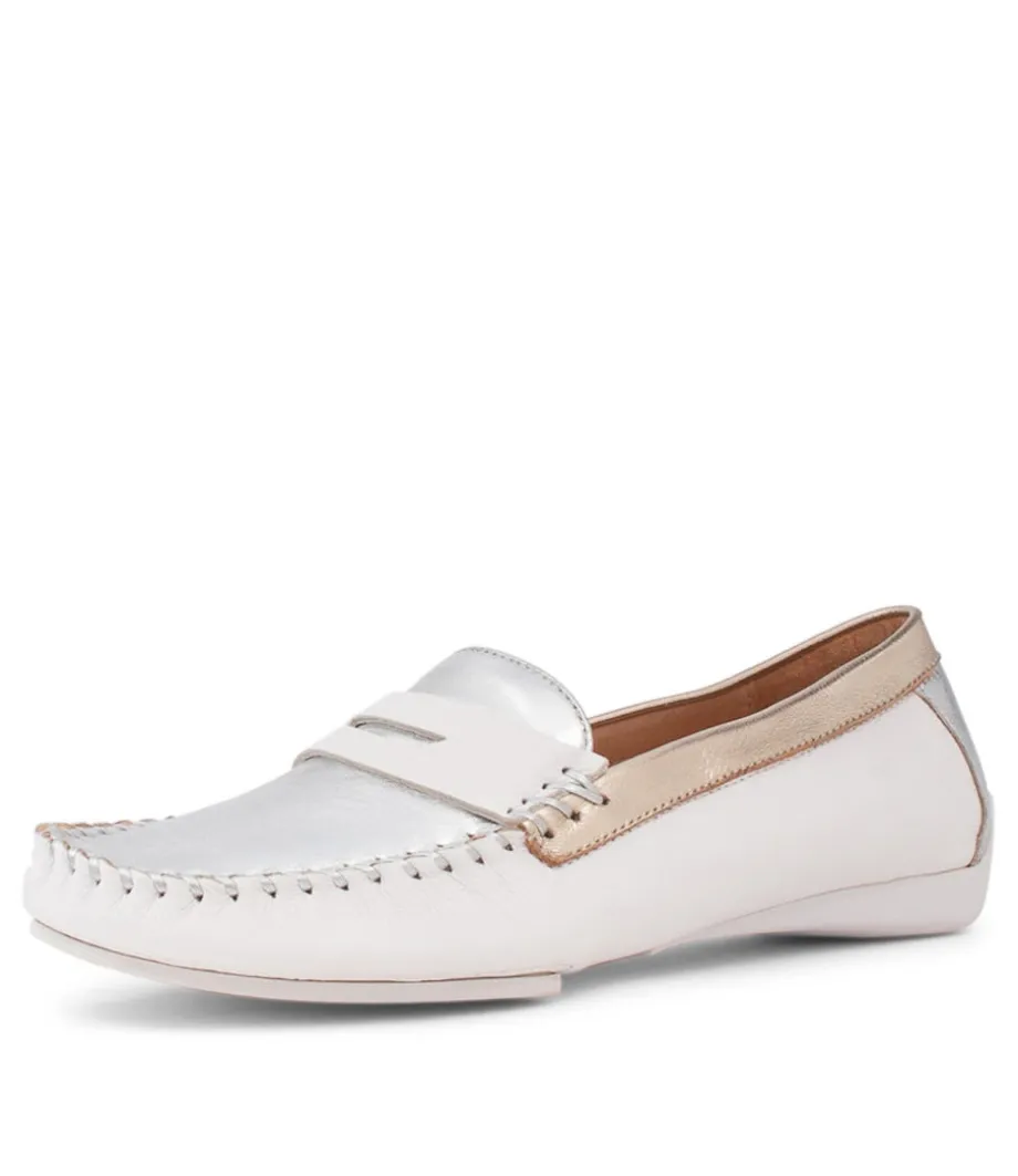 Leisa White Metallic Multi Loafers<DJANGO & JULIETTE Fashion