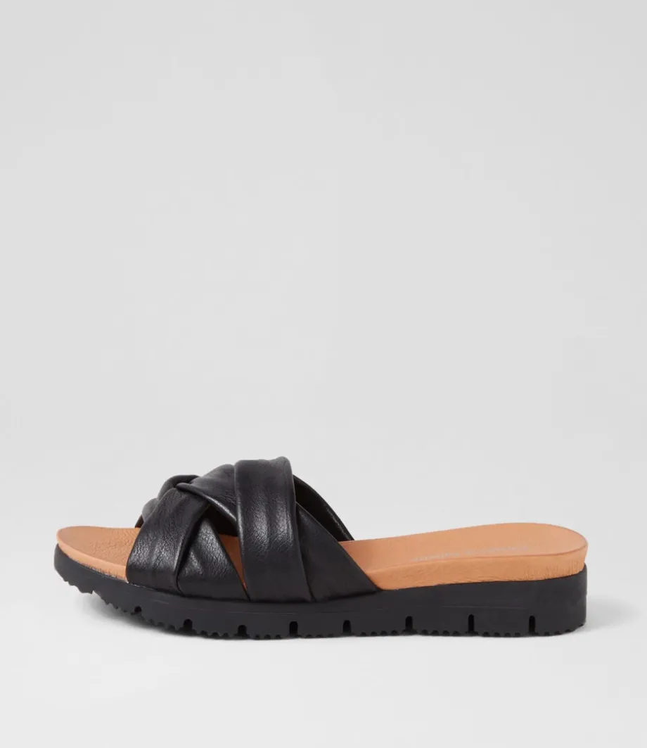 Liike Black Leather Slides<DJANGO & JULIETTE Shop