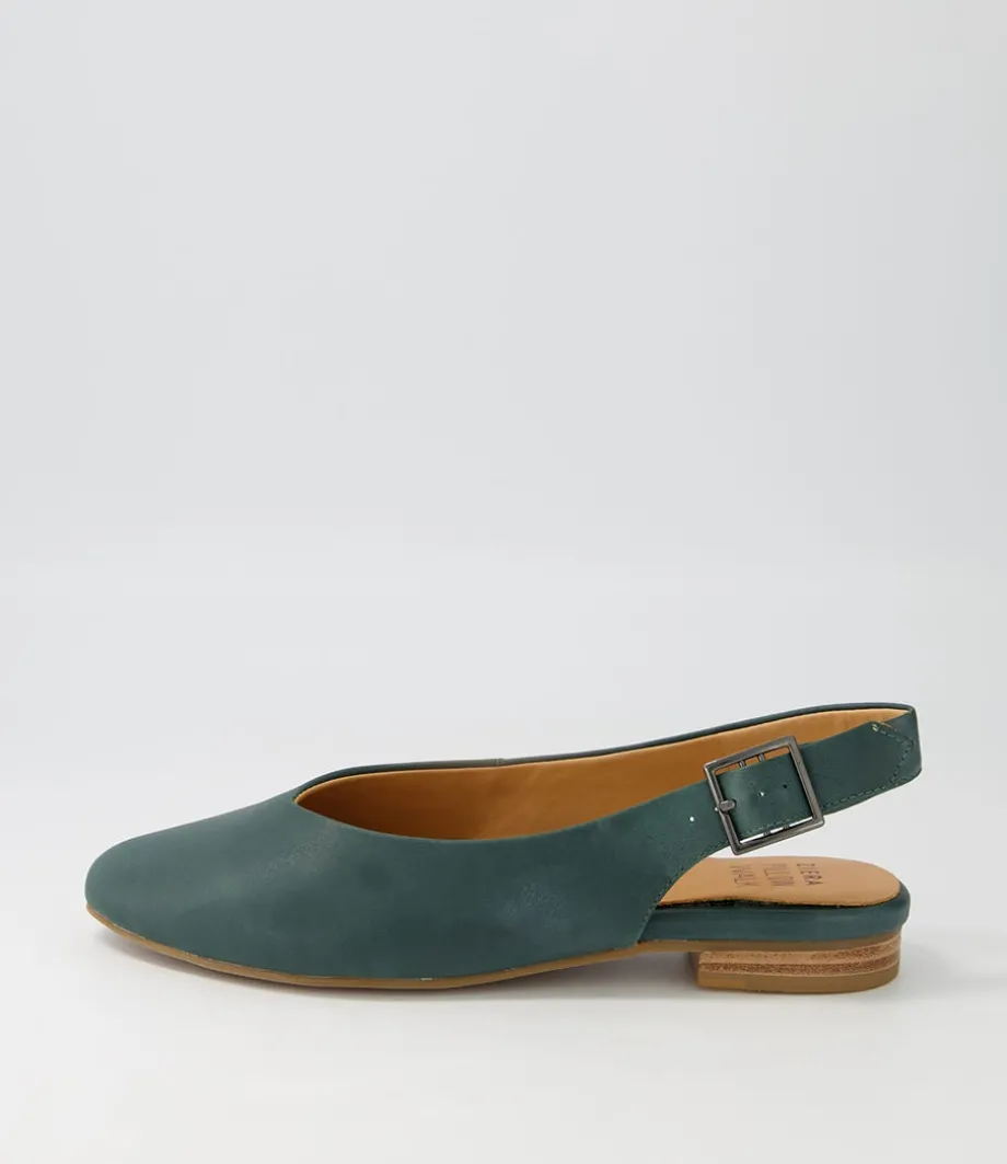 Lisa W Dark Emerald Leather Flat Shoes<ZIERA Best Sale