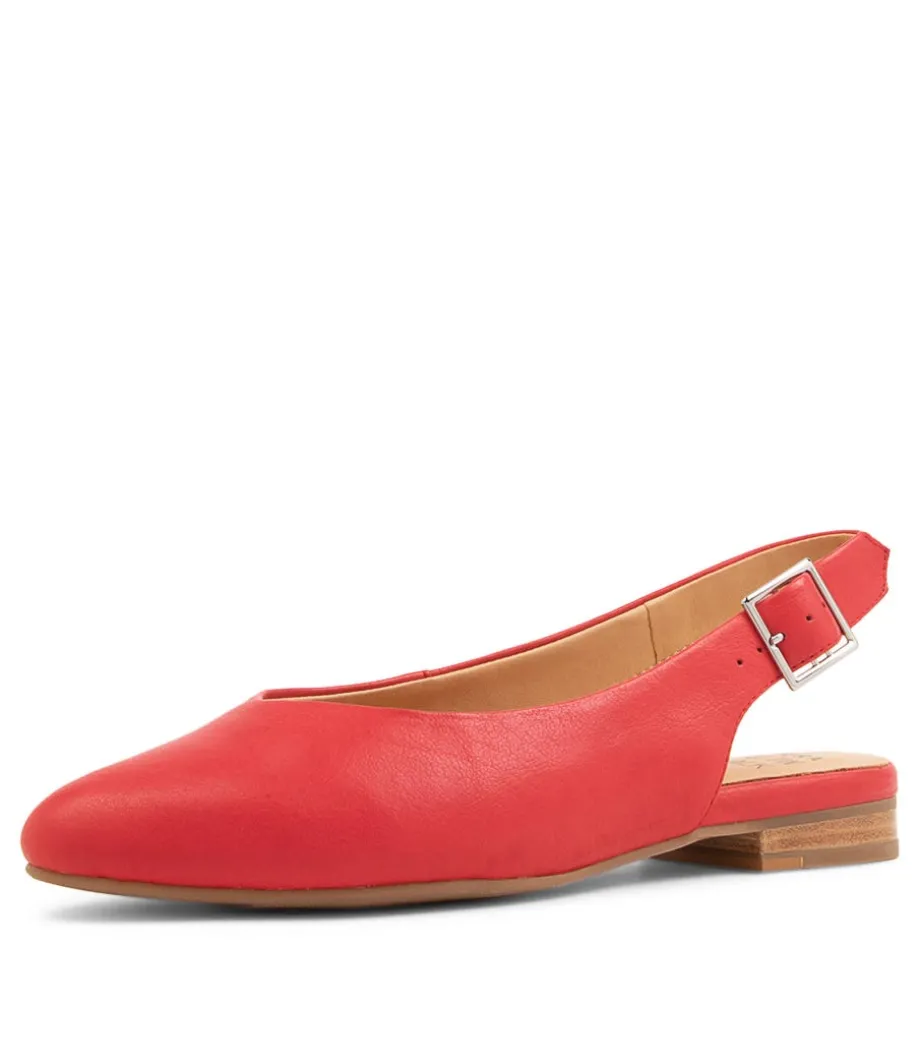 Lisa W Red Leather Flat Shoes<ZIERA Best Sale