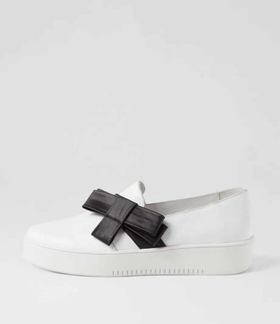 Lokki White Black Satin Leather Sneakers<DJANGO & JULIETTE Fashion