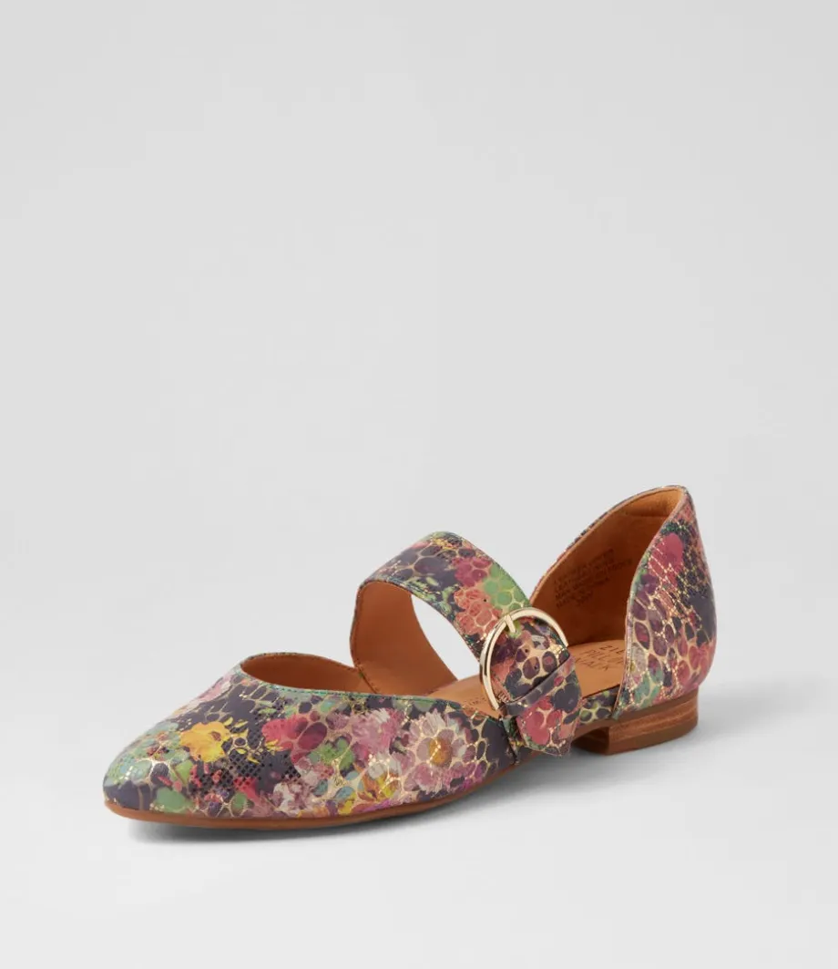 loraa_w_green_floral_leather_flat_shoes_1.webp Loraa W Green Floral Leather Flat Shoes<ZIERA Best Sale