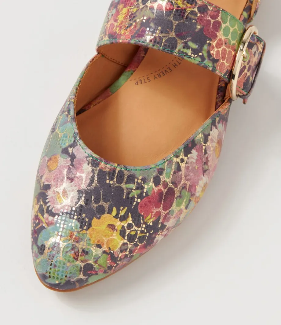 loraa_w_green_floral_leather_flat_shoes_3.webp Loraa W Green Floral Leather Flat Shoes<ZIERA Best Sale