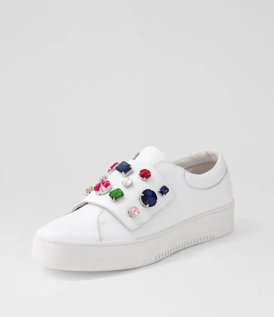 Lunit White Bright Jewels Leather Sneakers<DJANGO & JULIETTE Outlet