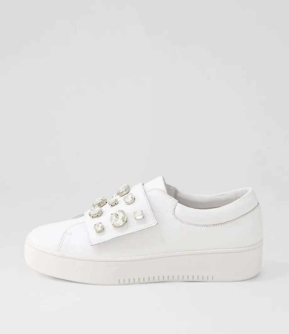Lunit White Silver Jewels Leather Sneakers<DJANGO & JULIETTE Outlet