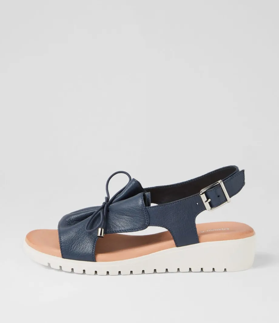 Malika Navy White Leather Sandals<DJANGO & JULIETTE Clearance