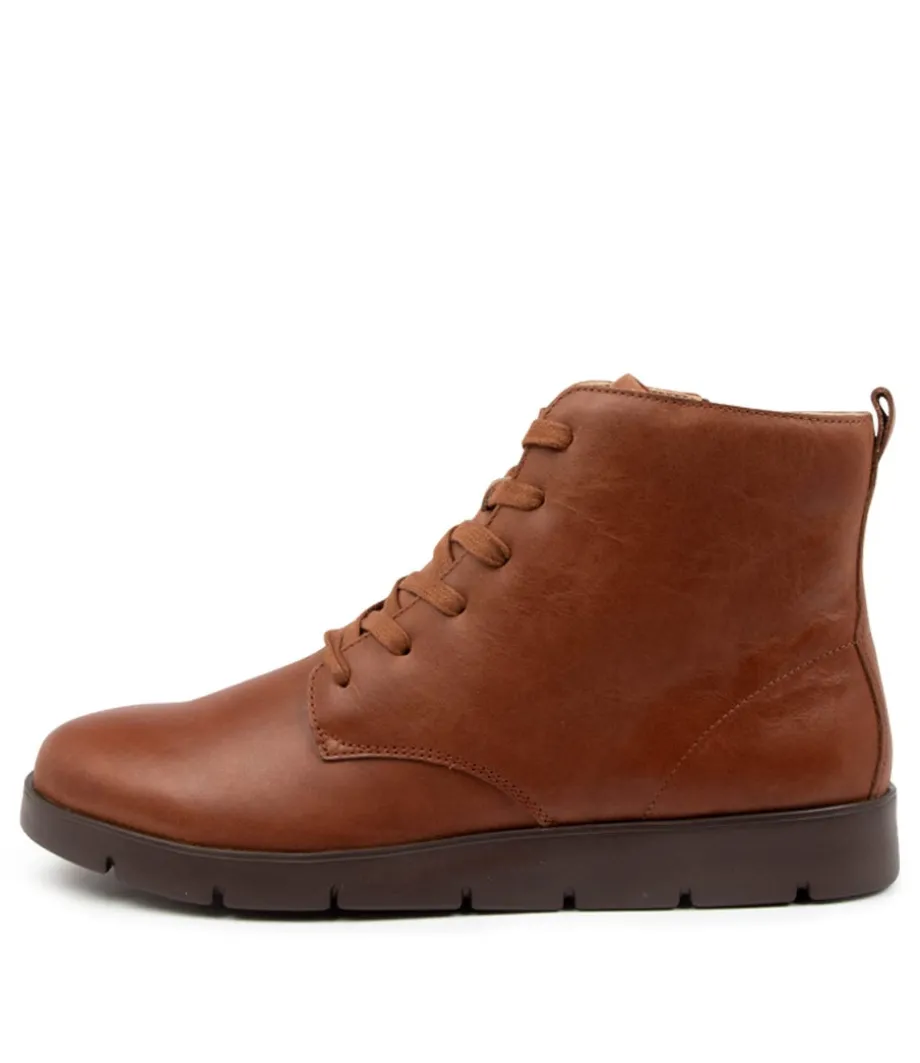 Manila W Cognac Leather Ankle Boots<ZIERA Shop