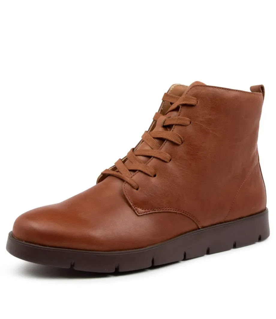 Manila W Cognac Leather Ankle Boots<ZIERA Shop