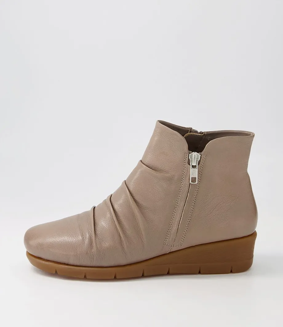 Maxie Taupe Leather Ankle Boots<SUPERSOFT Shop