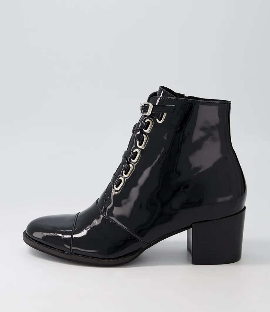 Mclain Black Patent Leather Lace Up Boots<DJANGO & JULIETTE Store