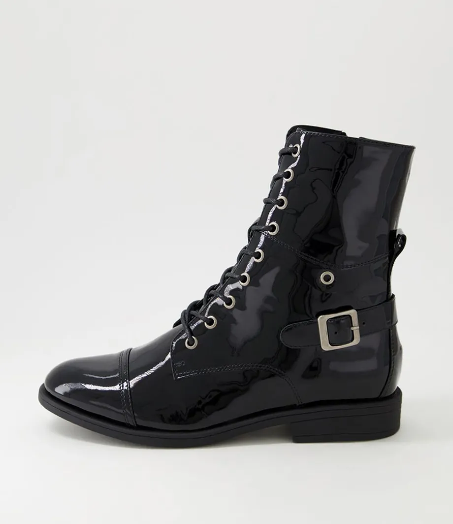 Mekhi Black Patent Leather Ankle Boots<DJANGO & JULIETTE Shop