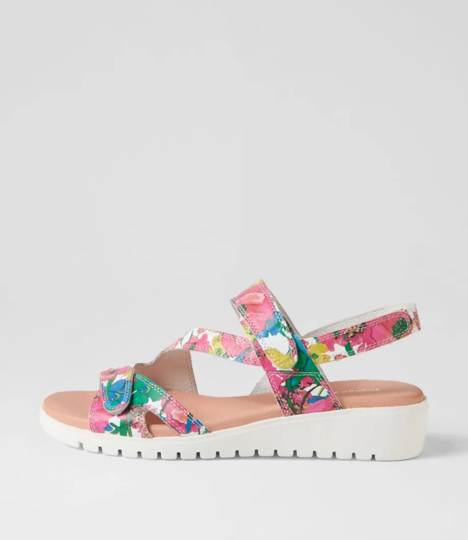 Melany White Flowermania Leather Slides<DJANGO & JULIETTE Hot