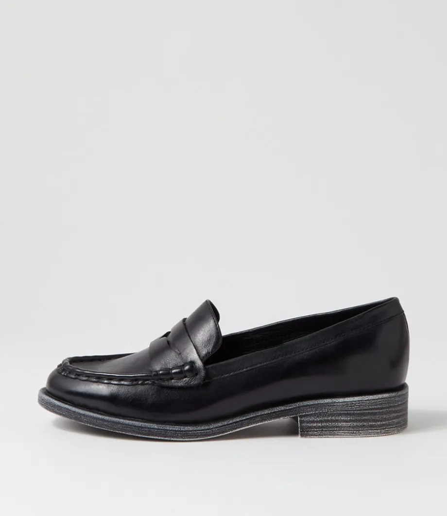 Messina Black Leather Loafers<DJANGO & JULIETTE Best Sale
