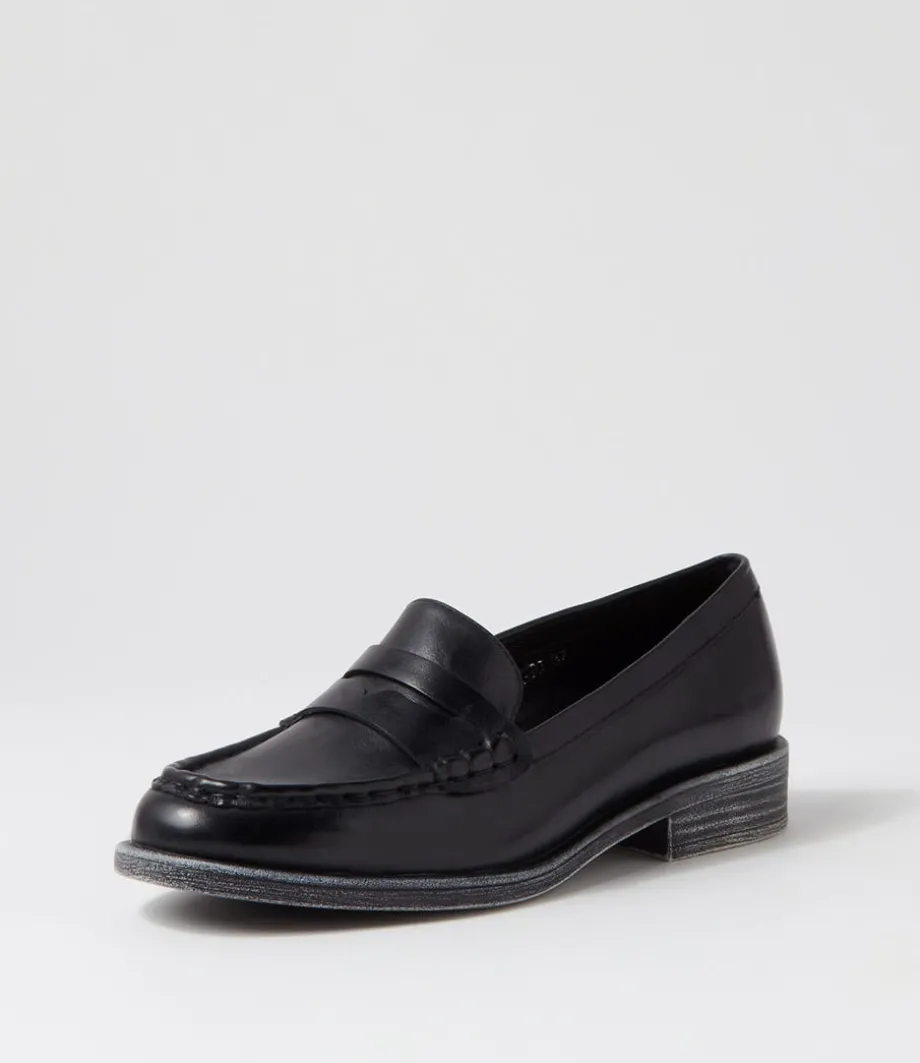 Messina Black Leather Loafers<DJANGO & JULIETTE Best Sale