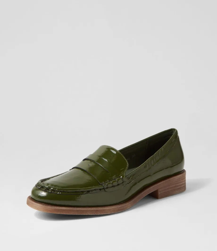 Messina Khaki Patent Leather Loafers<DJANGO & JULIETTE Outlet