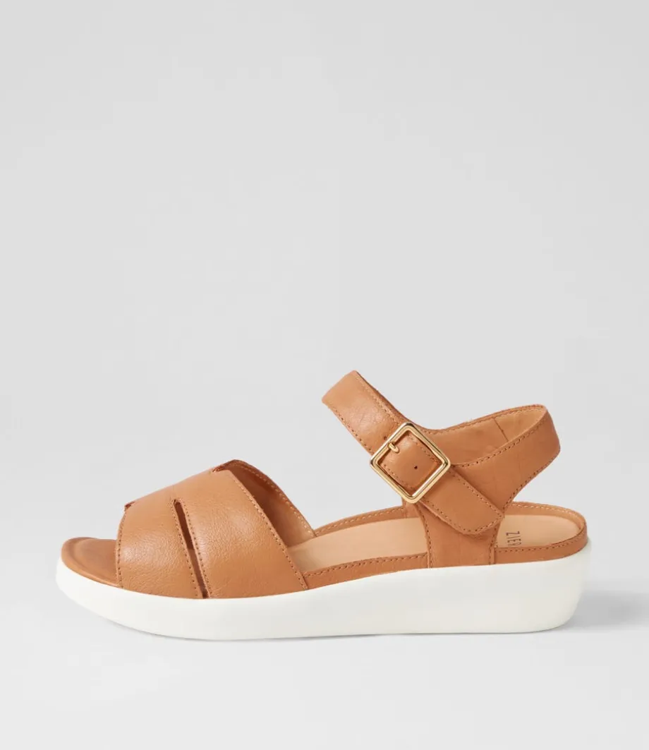 Meygan W Dark Tan Leather Sandals<ZIERA New