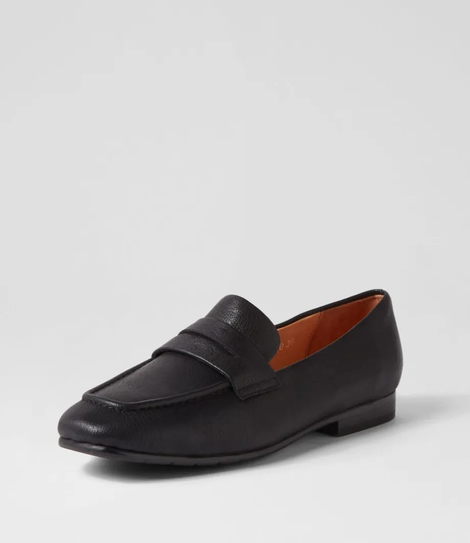 Milica Black Leather Loafers<TOP END Fashion