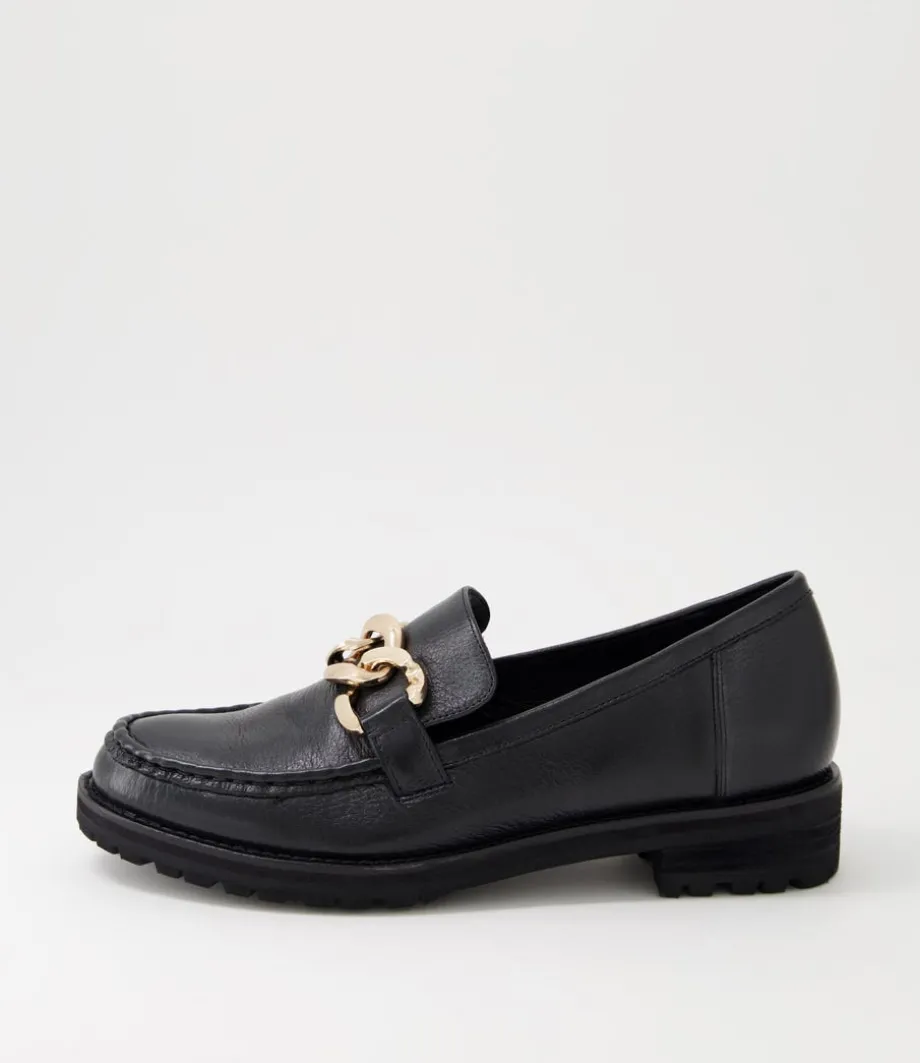 Misima W Black Leather Loafers<ZIERA Cheap