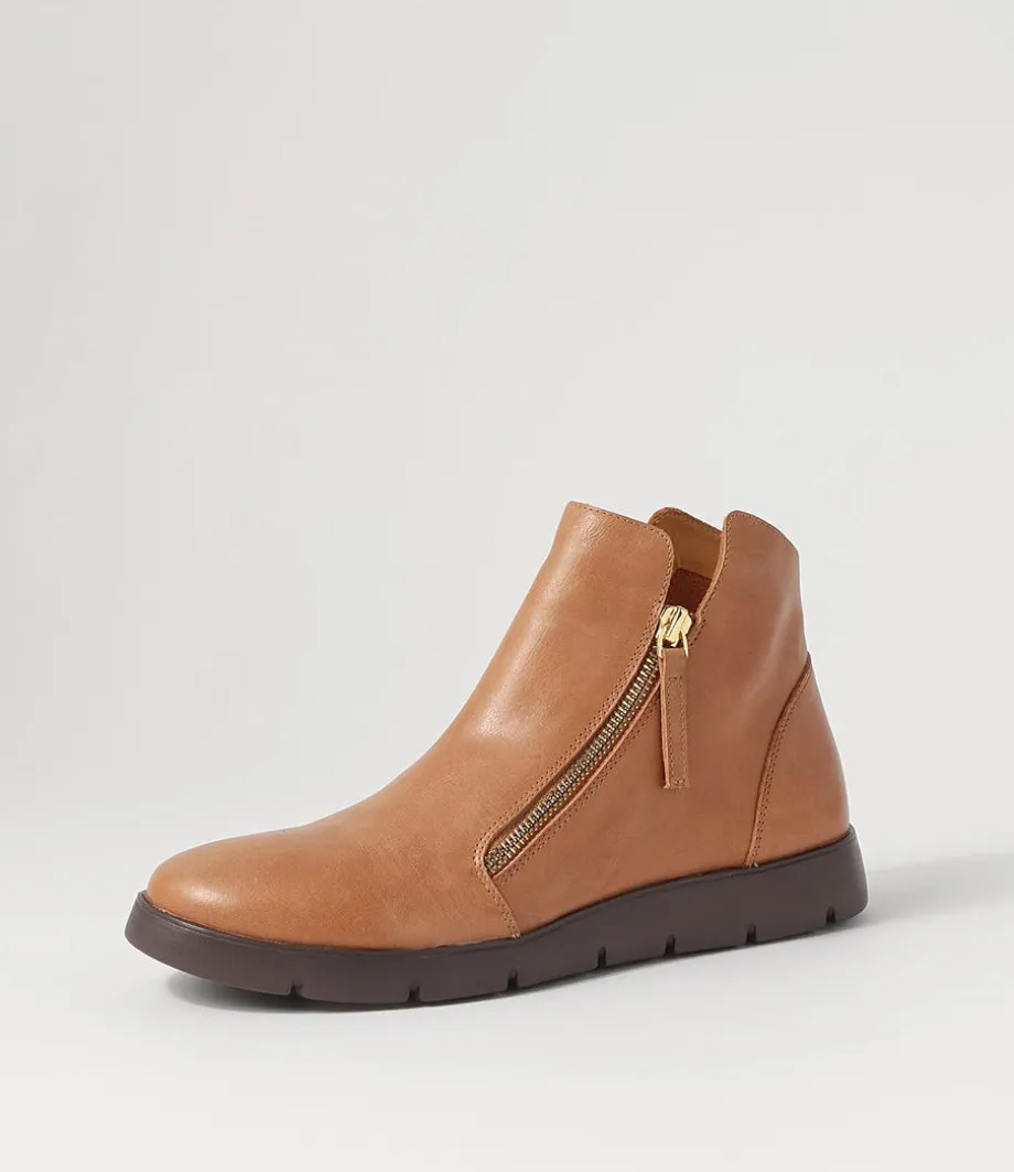 Mohme W Tan Leather Ankle Boots<ZIERA Cheap