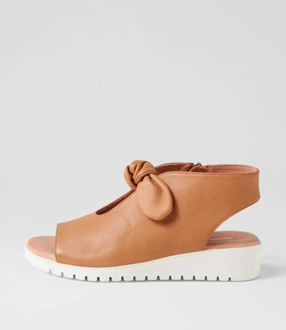 Moneka Dark Tan White Leather Sandals<DJANGO & JULIETTE Cheap