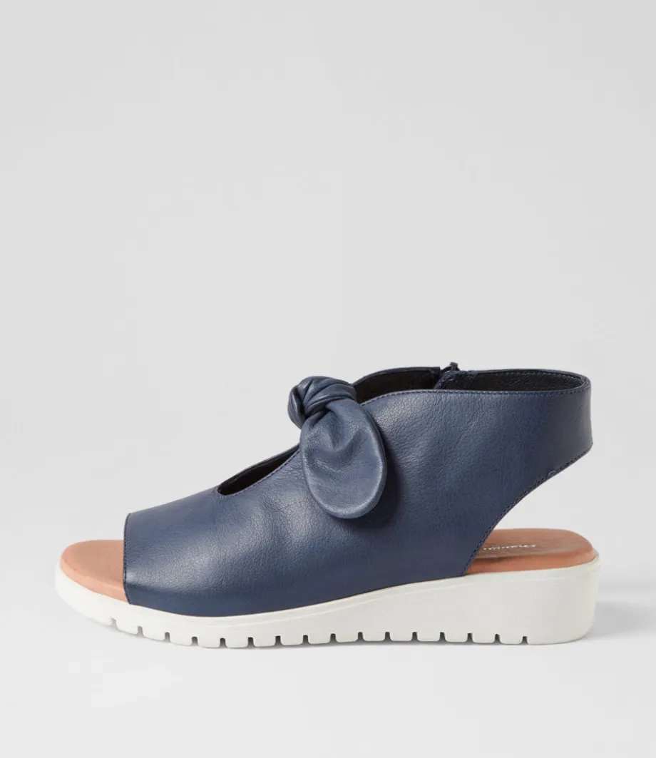 Moneka Navy White Leather Sandals<DJANGO & JULIETTE Online