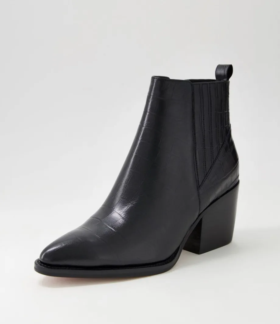 Morene Black Croc Leather Chelsea Boots<DJANGO & JULIETTE Clearance
