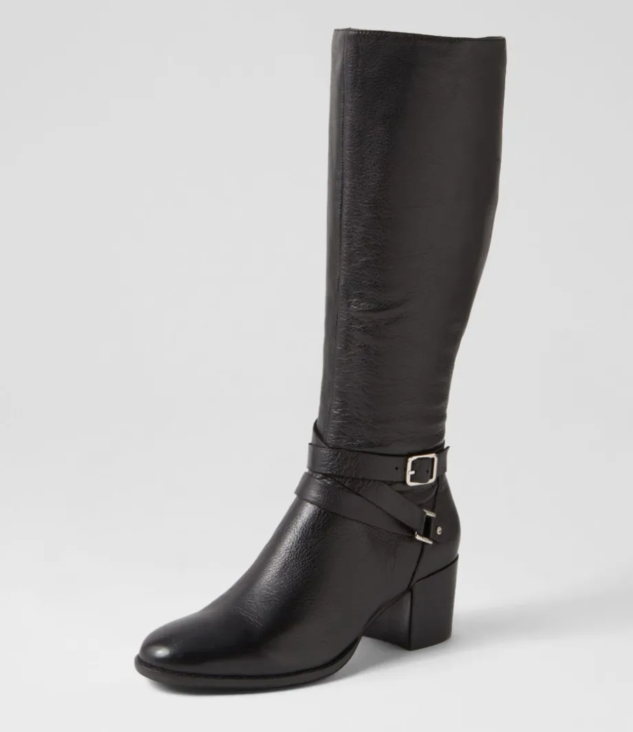 Morry Black Leather Knee High Boots<DJANGO & JULIETTE Store