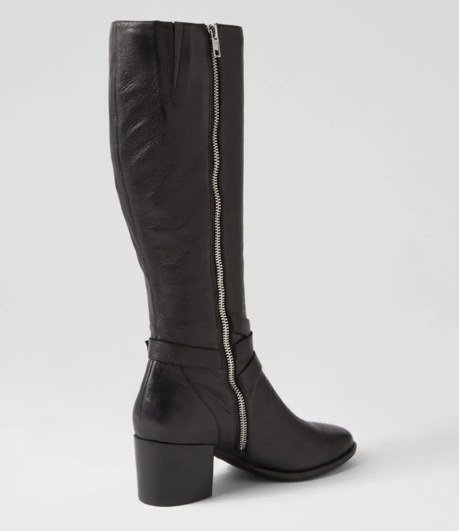 morry_black_leather_knee_high_boots_2.webp Morry Black Leather Knee High Boots<DJANGO & JULIETTE Store