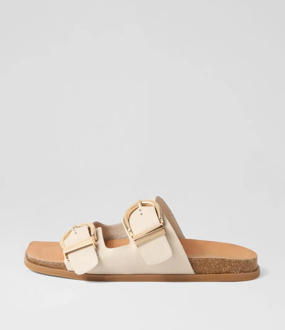 Nabina Almond Leather Slides<DJANGO & JULIETTE Hot