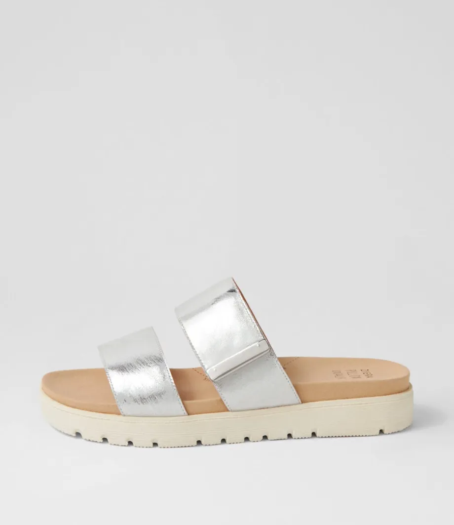 Nairo Xw Silver Scratch Leather Slides<ZIERA Best Sale