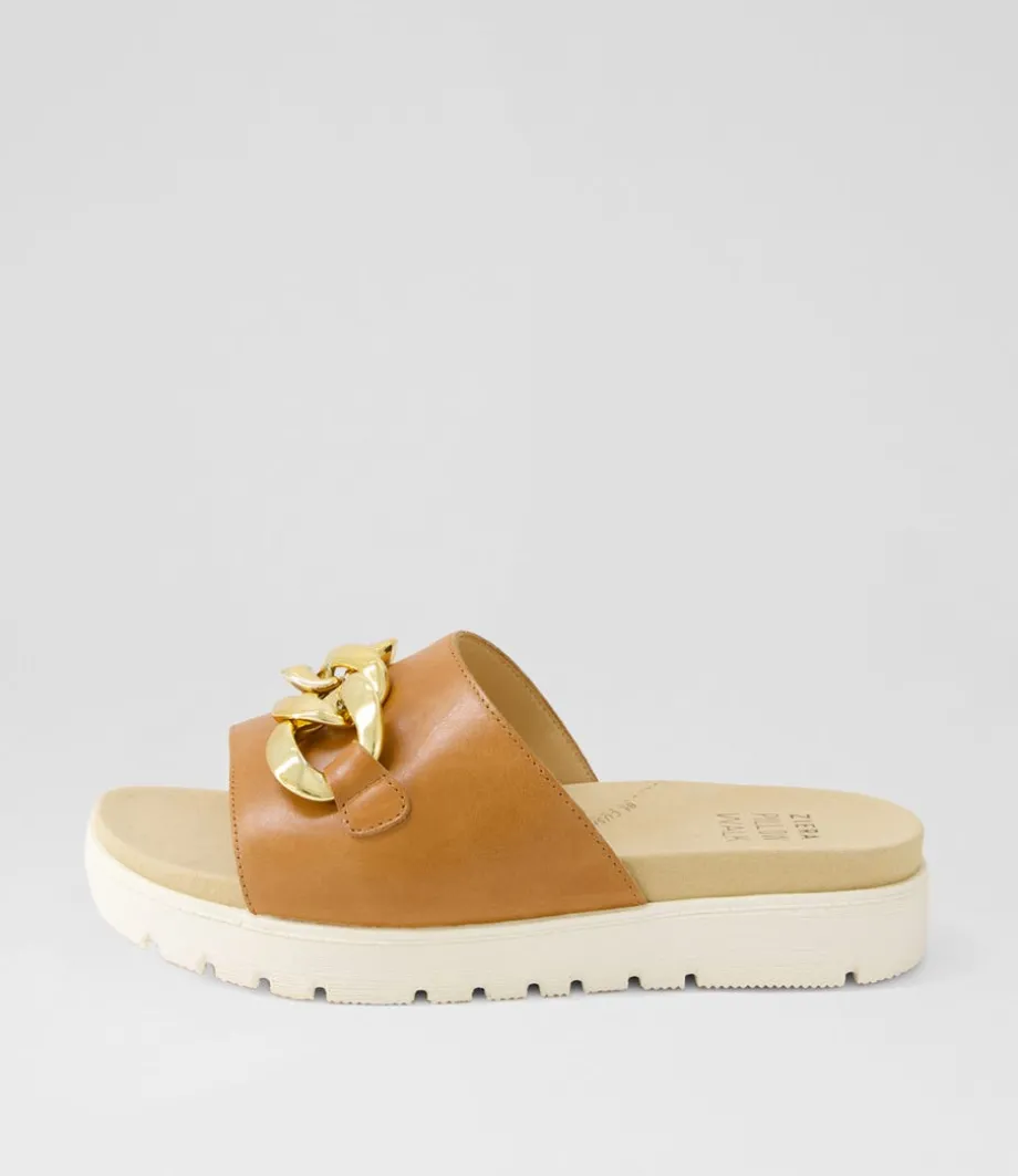 Narry Xw Tan Leather Slides<ZIERA Flash Sale