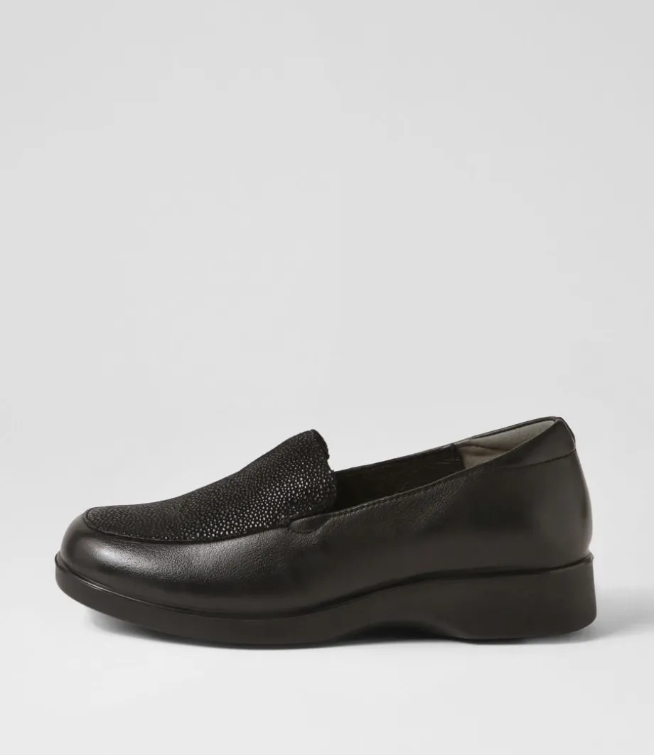 Nature2 Black Lizard Leather Suede Loafers<SUPERSOFT Fashion
